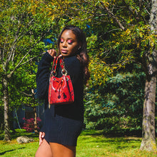 Load image into Gallery viewer, Mini Jenny Leather Python Print Bucket Handbag -- Red