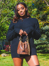 Load image into Gallery viewer, Mini Jenny Leather Python Print Bucket Handbag -- Brown